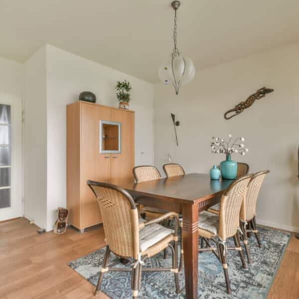 Dining area with wicker furniture